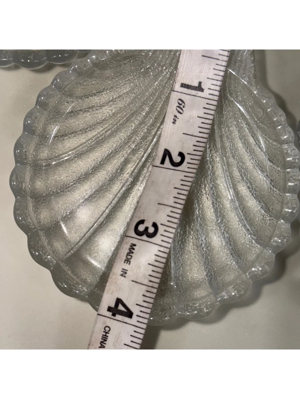 Set of 6 Clear Glass Seashell Trinket Dishes Scallop Shell Plates